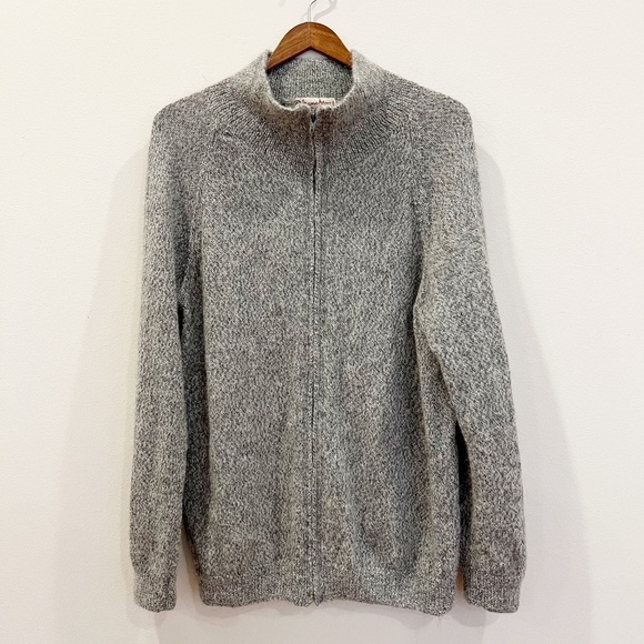 Mama Ashu Peru Cardigan Mens Womens Large Gray Alpaca Wool Zip Mock Handmade - Picture 1 of 11